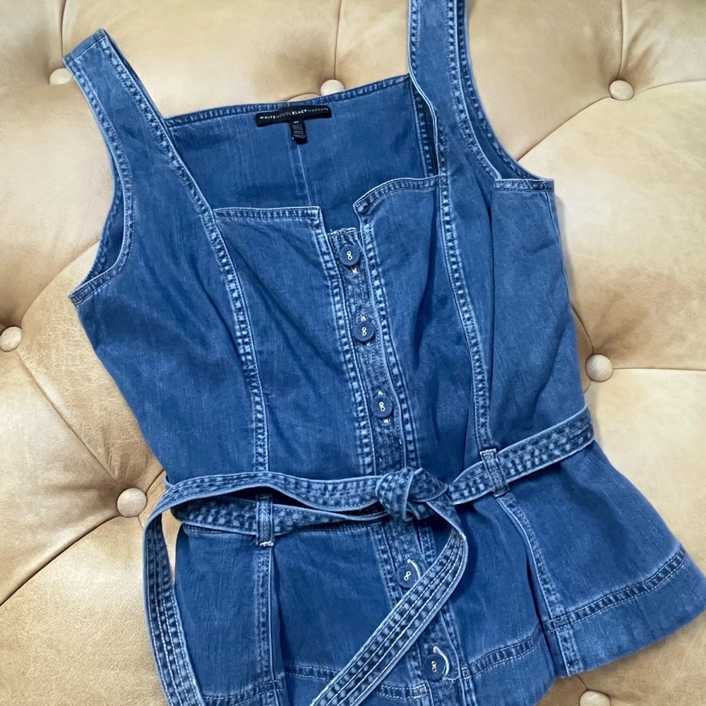 White House Black Market Blue Denim Blouse